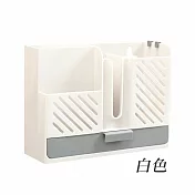 【E.dot】壁掛式多功能筷子餐具瀝水收納盒 白色