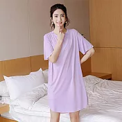 【AnZa】冰絲涼感無痕感寬鬆連身裙(6色)              XL 丁香紫