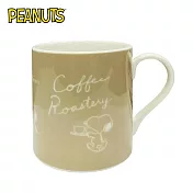 【日本正版授權】史努比 陶瓷 馬克杯 320ml 咖啡杯 Snoopy/PEANUTS - 卡其款