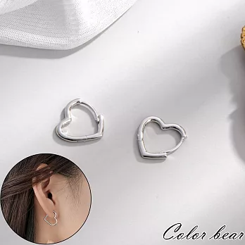 【卡樂熊】s925銀針韓系經典桃心造型耳環/耳扣飾品(兩色)- 銀色