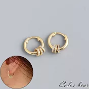 【卡樂熊】s925銀針韓系鋯石圓圈造型耳環/耳扣飾品(兩色)- 金色