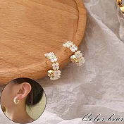 【卡樂熊】s925銀針韓系花環造型耳環飾品- 金色