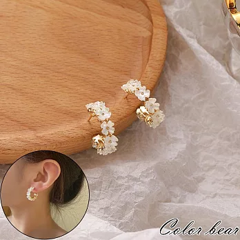 【卡樂熊】s925銀針韓系花環造型耳環飾品- 金色