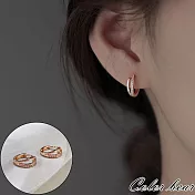 【卡樂熊】s925銀針韓系弧形微鑲鑽造型耳環/耳扣飾品(兩色)- 玫瑰金