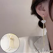 【卡樂熊】S925銀韓系圈圈吊墜愛心造型耳環飾品- 金色