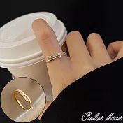 【卡樂熊】韓系輕奢微鑲鋯石可調節造型戒指飾品- 金色