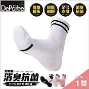 蒂巴蕾 動勁能 消臭抗菌足弓加壓氣墊機能襪-短襪 女款 白色