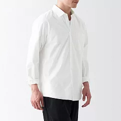 【MUJI 無印良品】男棉水洗平織布長袖襯衫 L 白色