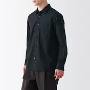 【MUJI 無印良品】男棉水洗平織布長袖襯衫 XL 黑色