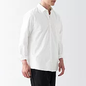 【MUJI 無印良品】男棉水洗平織布長袖襯衫 XL 白色