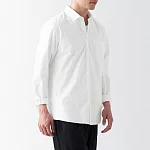【MUJI 無印良品】男棉水洗平織布長袖襯衫 M 白色