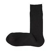 【MUJI 無印良品】男棉混不易鬆脫螺紋直角襪25-27cm 黑色
