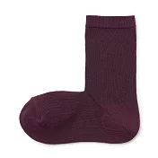 【MUJI 無印良品】女棉混足口柔軟舒適直角襪23-25cm 紫紅