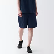 【MUJI 無印良品】男聚酯纖維透氣彈性短褲 L 暗藍