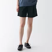 【MUJI 無印良品】女聚酯纖維彈性透氣泡泡紗短褲 XL 黑色