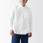 【MUJI 無印良品】男有機棉水洗牛津布扣領長袖襯衫 XS 白色
