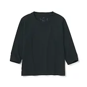 【MUJI 無印良品】幼兒棉混聚酯纖維圓領長袖T恤 80 黑色