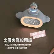 【美好家 Mehome】比爾兔飛行船鬧鐘 電子時鐘 聲控夜燈 藍色(USB充電)