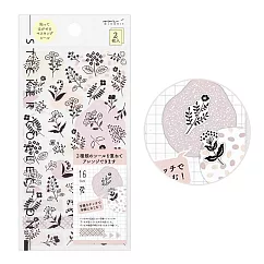 MIDORI 手帳專用貼紙2枚─ 單色花卉