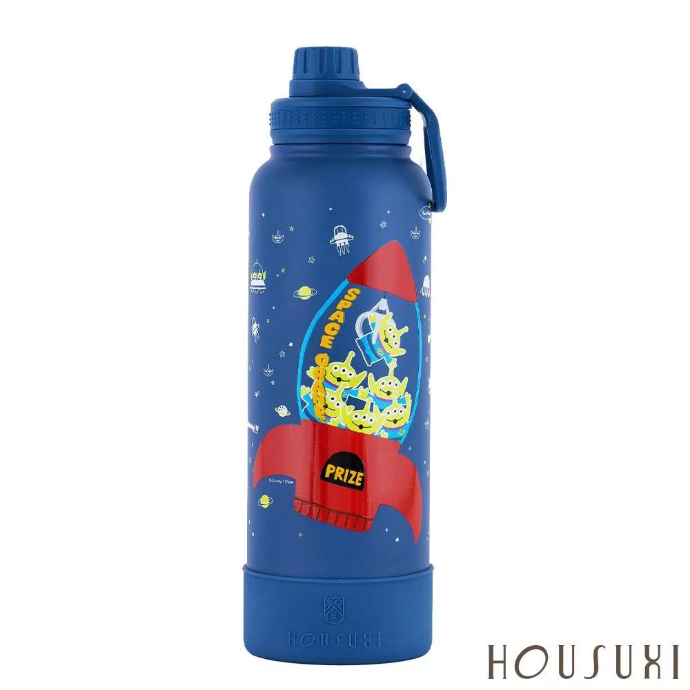 【HOUSUXI】迪士尼玩具總動員系列-三眼怪-大容量保冷保溫瓶(雙蓋組)1200ml