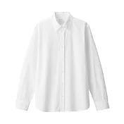 【MUJI 無印良品】女有機棉水洗平織布長袖襯衫 M 白色