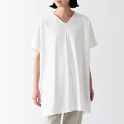 【MUJI 無印良品】女棉混涼感V領長版衫 XL 白色