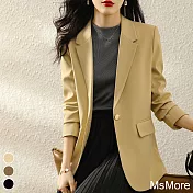 【MsMore】 西裝外套百搭休閒韓版氣質長袖寬鬆短版西服# 118927 2XL 黃色