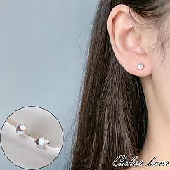 【卡樂熊】S925銀針圓形月光石轉珠系列造型耳環飾品─ 銀色
