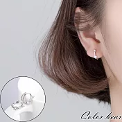 【卡樂熊】S925銀針簡約小鑽造型耳環/耳扣飾品(兩色)- 銀色