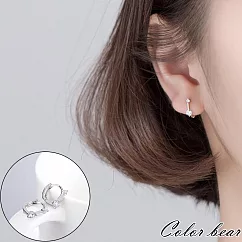 【卡樂熊】S925銀針簡約小鑽造型耳環/耳扣飾品(兩色)─ 銀色