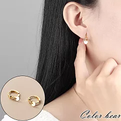 【卡樂熊】S925銀針簡約圓片小鑽造型耳環/耳扣飾品(兩色)─ 金色