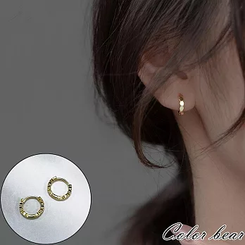 【卡樂熊】S925銀針簡約光面多邊形切面造型耳環/耳扣飾品(兩色)- 金色