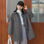 【AMIEE】PURE 率性小清新長版風衣外套(2色/F碼/KDCQ-B007) F 灰色