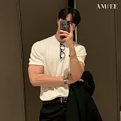 【AMIEE】韓系型男百搭彈力短袖針織衫(男裝/4色/M-2XL/KDTY-D603) M 白色