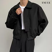 【AMIEE】率性百搭質感短版夾克外套(男裝/2色/M-2XL/KDCY-JK33) L 黑色