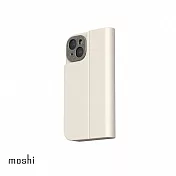 Moshi iPhone 15 Overture 磁吸可拆式卡套型皮套 奶酒白