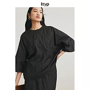 ltyp旅途原品 都市時髦優雅皺感氣質小衫 M L-XL M 檀木黑