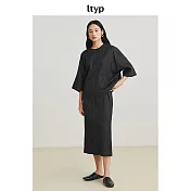 ltyp旅途原品 都市時髦優雅皺感七分直筒裙 M L-XL L 檀木黑