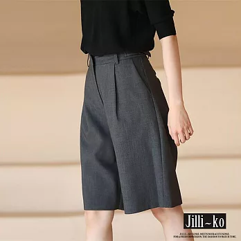 【Jilli~ko】可調腰帶顯瘦垂感五分西裝褲 M-L J10189  M 深灰色