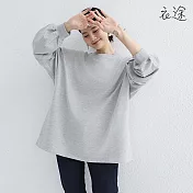 [衣途]慵懶風寬鬆休閒運動衛衣M-L(KDTQ-B711) M 灰色