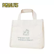 【日本正版授權】史努比 帆布手提袋 便當袋/午餐袋 Snoopy/PEANUTS - 灰綠色款