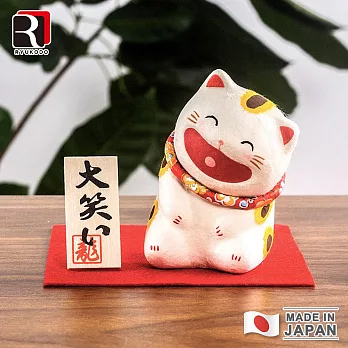 【RYUKODO龍虎堂】日本手工製和紙捧腹大笑開運擺飾 -貓咪款
