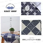 kiret青海波紋棉麻餐桌布 餐墊 日式和風藍軟裝 桌巾/桌墊 桌旗66x46cm