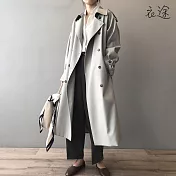 [衣途]精緻高質感長版風衣外套M-L(KDCQ-B367) M 泥灰色