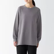 【MUJI 無印良品】女棉混聚酯纖維彈性裏毛寬版套衫 M 紫色