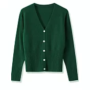 【MsMore】 小香風針織開衫毛衣外套V領修身外穿短款上衣# 119484 FREE 綠色