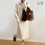 [衣途]溫柔細緻綿羊絨中長版毛衣裙FREE(KDDQ-B812) F 米色