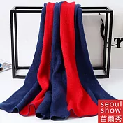 Seoul Show首爾秀 三條兩色男女針織仿羊絨拼色圍巾披肩  大紅藏青