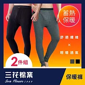 【SunFlower三花】三花急暖輕著機能保暖褲.發熱褲.機能褲(2件組) M 黑1鐵灰1