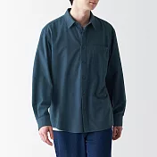 【MUJI 無印良品】男雙面起毛法蘭絨長袖襯衫 XS 煙燻藍